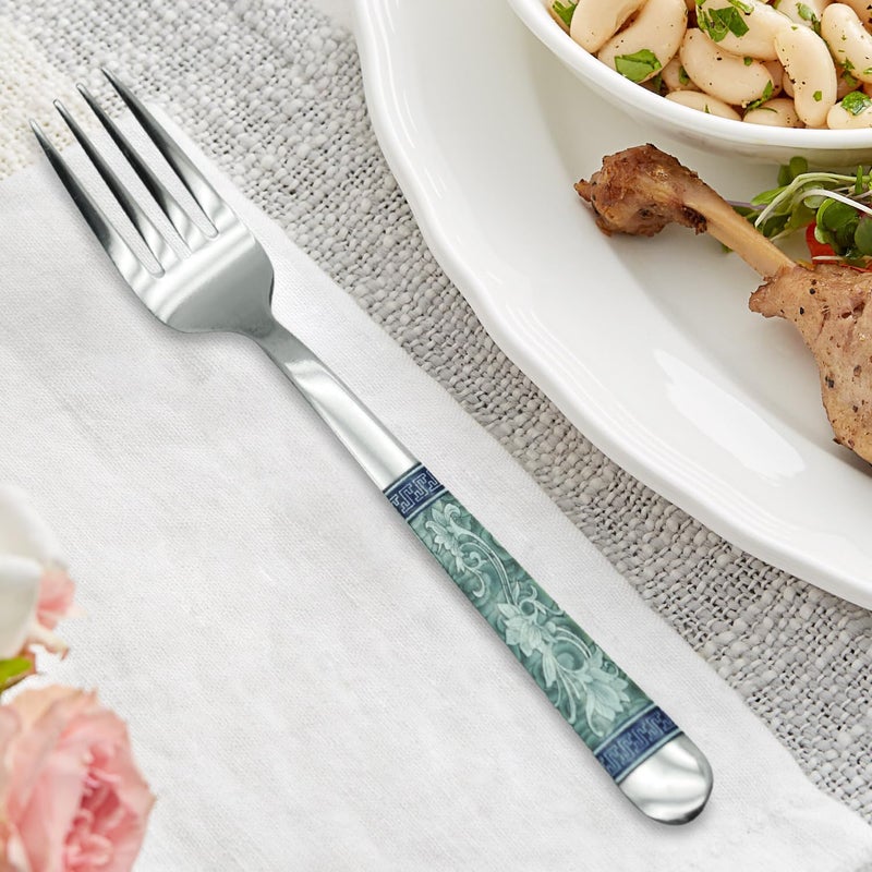 راج طقم شوك مكون من 6-قطع فضي / أزرق 20.5سم - Image 4