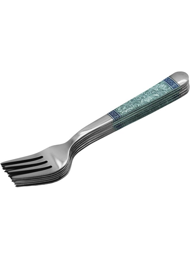 راج طقم شوك مكون من 6-قطع فضي / أزرق 15سم - Image 3