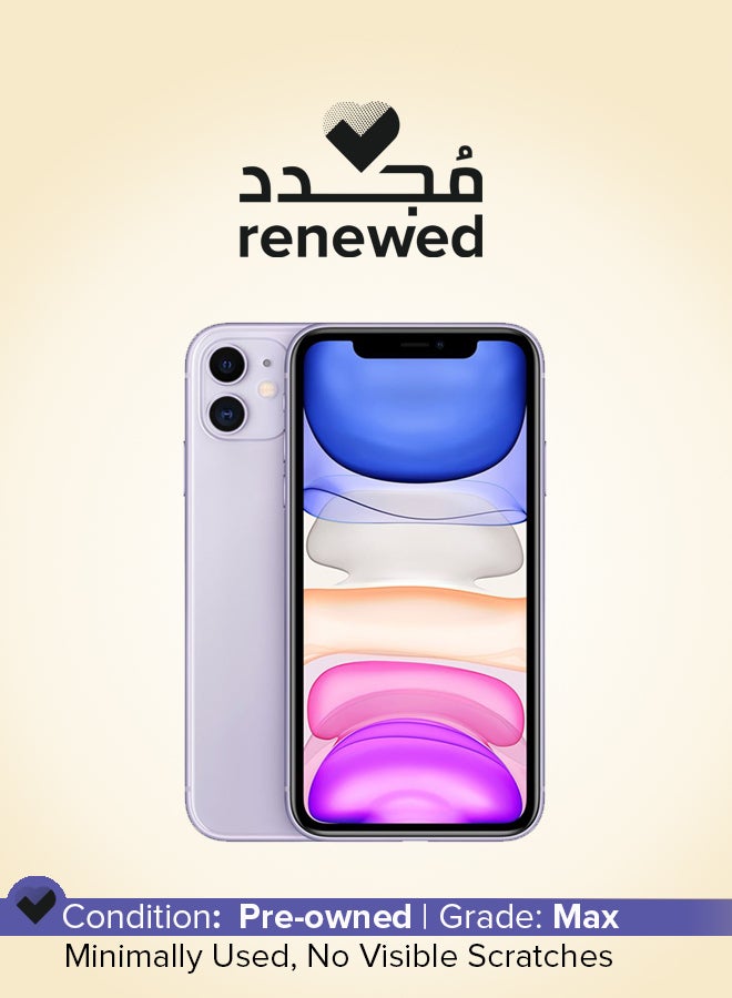 أبل مُجدد موبايل آيفون 11 مع تطبيق فيس تايم وذاكرة داخلية 4 جيجابايت ويدعم تقنية 4G LTE بلون بنفسجي  - Image 1