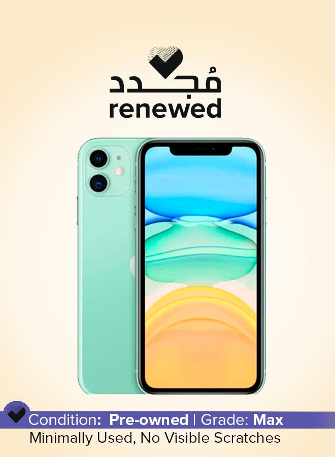 ابل  مُجدد موبايل آيفون 11 مع تطبيق فيس تايم بذاكرة داخلية 128 جيجابايت ويدعم تقنية 4G LTE بلون أخضر - Image 1