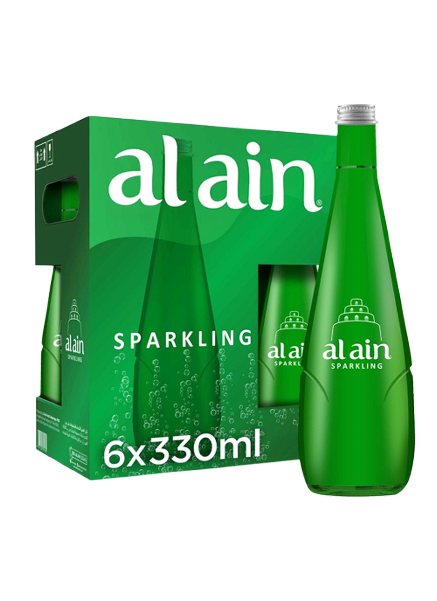Al Ain Glass Bottled Sparkling Water 330ml Pack of 6