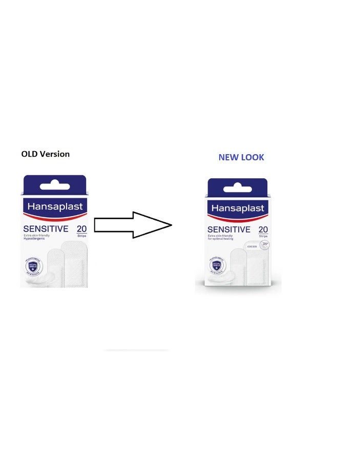 Hansaplast Sensitive Wound Plasters Extra Skin Friendly For Optimal Healing Skin Friendly Adhesion Non-Stick Wound Pad Soft And Breathable Plasters 20 Strips  - Image 1