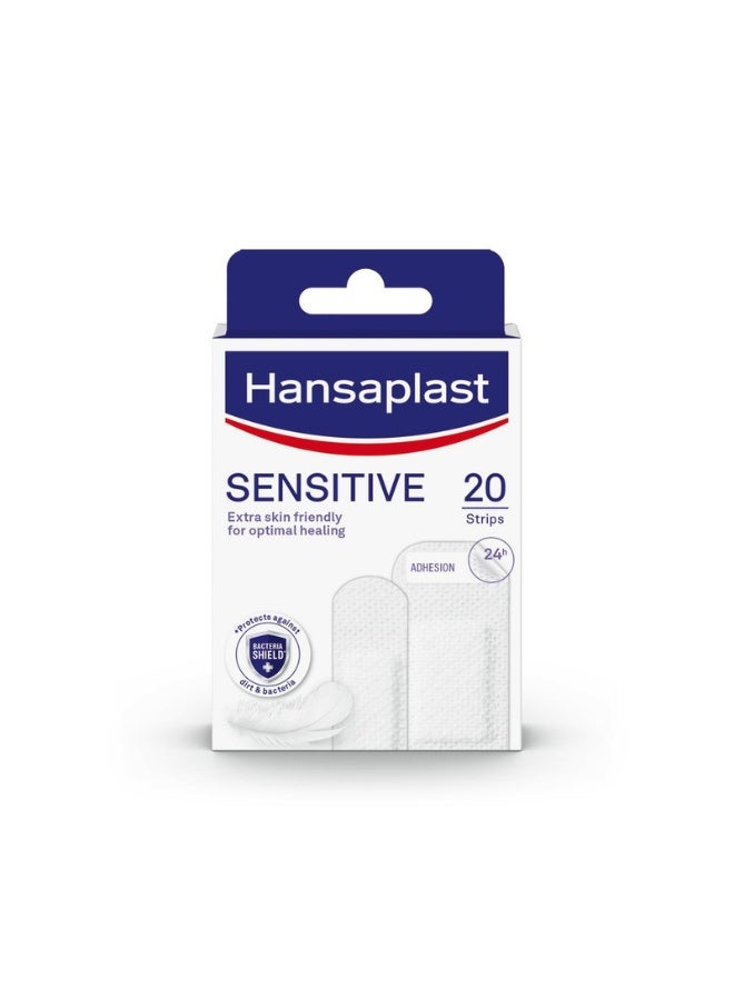 Hansaplast Sensitive Wound Plasters Extra Skin Friendly For Optimal Healing Skin Friendly Adhesion Non-Stick Wound Pad Soft And Breathable Plasters 20 Strips  - Image 2