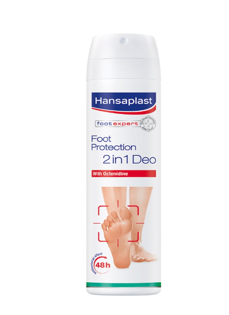 Hansaplast Foot Protection 2 In 1 Antibacterial Foot Deodorant Spray With Octenidine 48H Odour Protection With Extra Fresh Sensation Prevents Athlete’S Foot 150ml  - Image 1