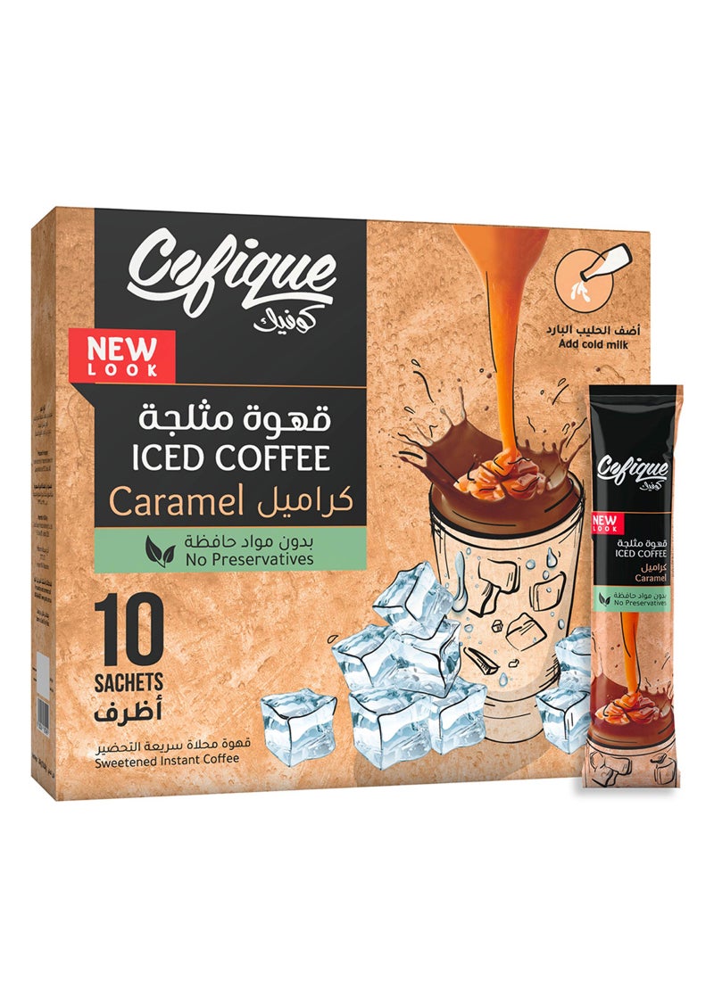 Cofique Iced Coffee Caramel 10 Sachets 240grams - Image 1