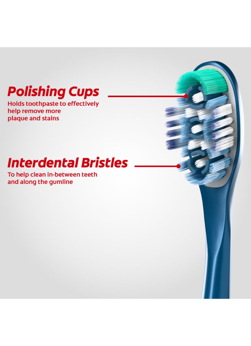 كولجيت فرشاة أسنان 360 درجة لتنظيف الفم بالكامل من قطعتين متعدد الألوان Medium - Image 3
