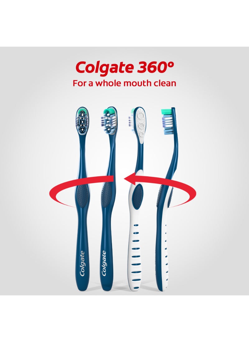 كولجيت فرشاة أسنان 360 درجة لتنظيف الفم بالكامل من قطعتين متعدد الألوان Medium - Image 4