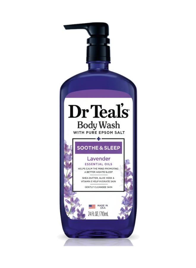 Dr Teal's Epsom Salt Body Wash with Lavender for Soothe & Sleep - Ultra-Moisturizing Formula Calms & Nourishes for a Better Night's Sleep 710ml - Image 1