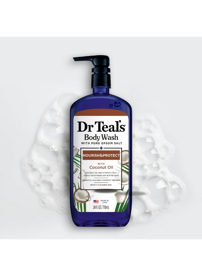 Dr Teal's Epsom Salt Body Wash with Coconut Oil to Nourish & Protect - Gently Cleanses & Hydrates Dry Skin 710ml - Image 3