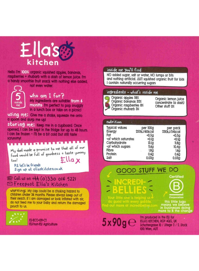 Ella’s kitchen - Organic The Pink One 90grams Pack of 5 - Image 1
