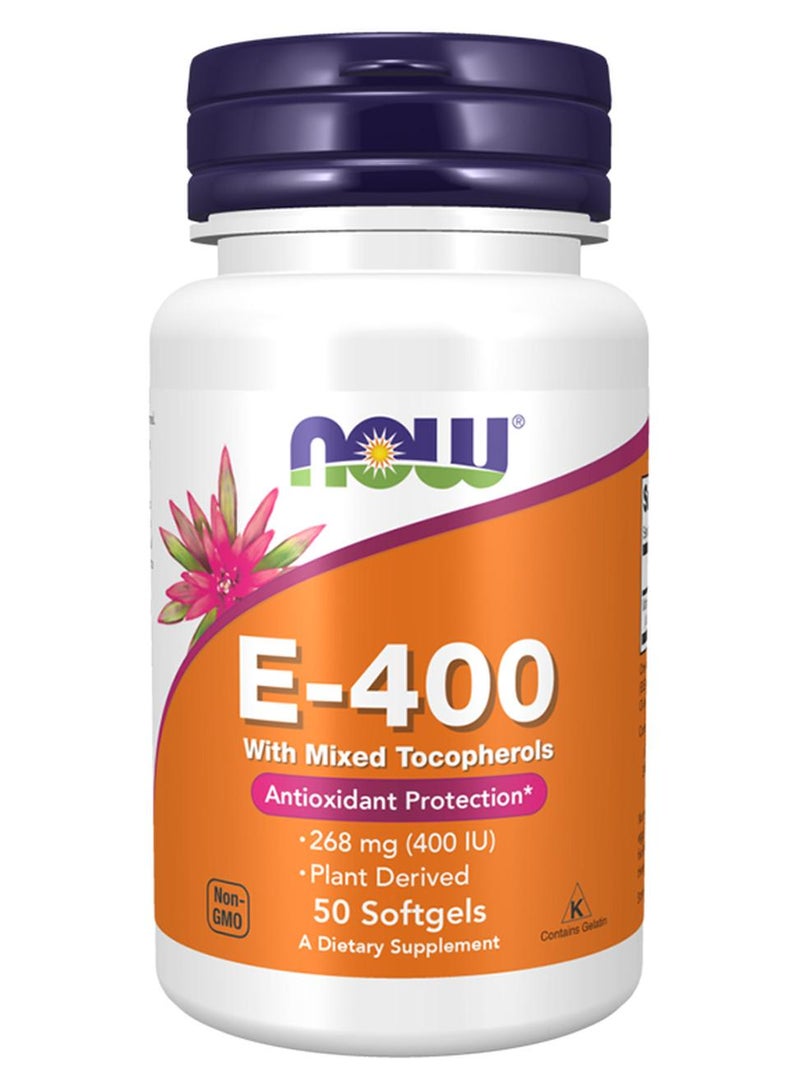 Now Foods Vitamin E-400 50 Softgels - Image 1