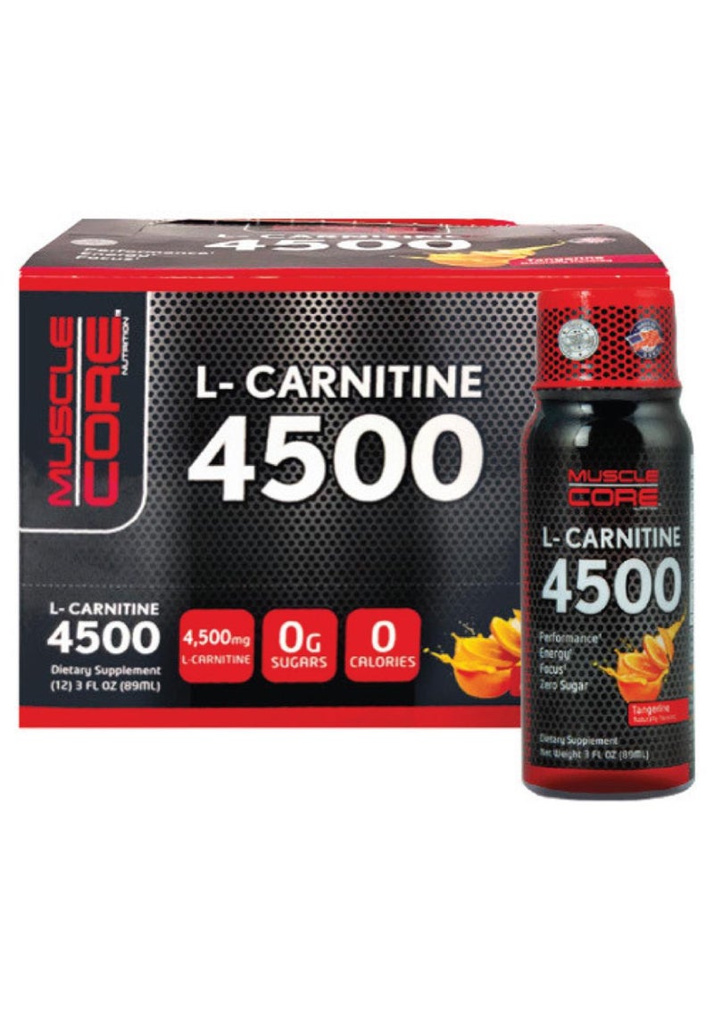 Muscle Core Nutrition L-Carnitine 4500 Tangerine, 89 ml - Pack Of 12 - Image 1