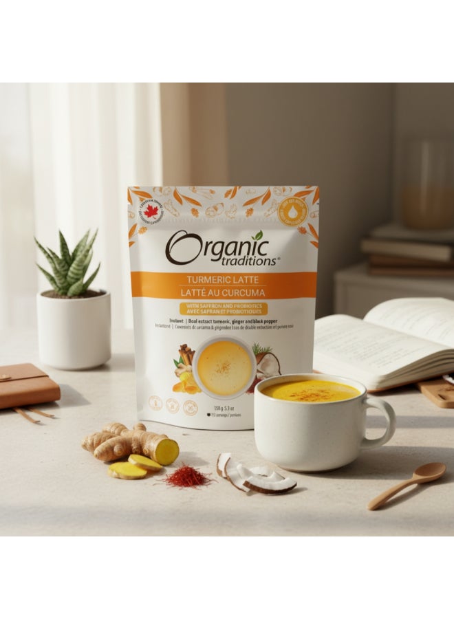 Organic Traditions Turmeric Latte With Saffron & Probiotics 150g — 13 Servings, Instant Relax,1 Billion Gut Healing Probiotics, 5.3 oz 150grams - Image 5