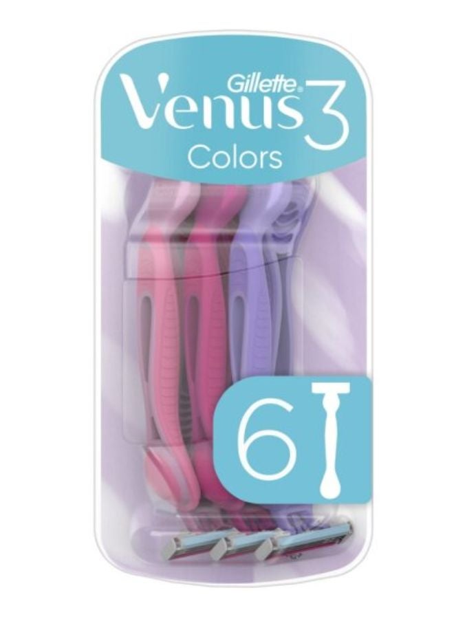 فينوس طقم شفرات حلاقة للاستخدام لمرة واحدة من 6 قطع متعدد الألوان - Image 1