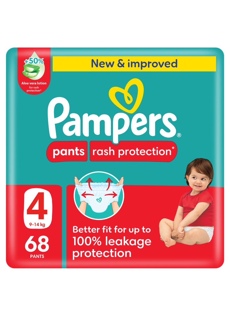 Pampers Rash Protection Size 4 Pants Diapers 9-14 Kg Giant Pack 68 Count - Image 1