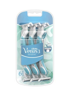Gillette 6 Pieces Venus 3 Sensitive Disposable Razors Multicolor  - Image 1