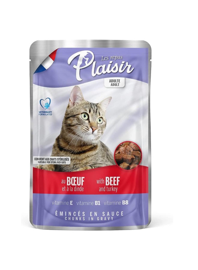 Plaisir Cats Chunks In Gravy Beef And Turkey Pouch 100grams  - Image 1