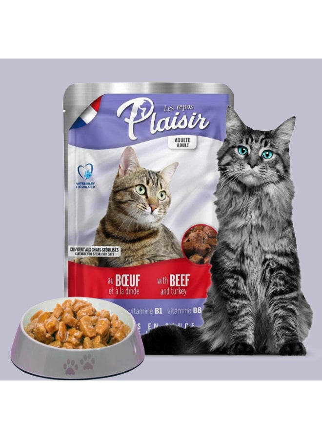 Plaisir Cats Chunks In Gravy Beef And Turkey Pouch 100grams  - Image 5