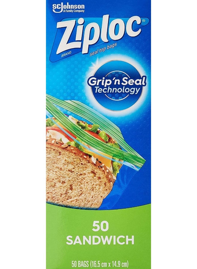 Ziploc 50 Piece Sandwich Bags Clear 16.5x14.9cm  - Image 2