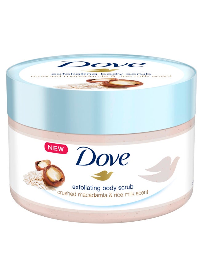 دوف مقشر للجسم برائحة المكاديميا المطحونة وحليب الأرز 225ملليلتر - Image 1