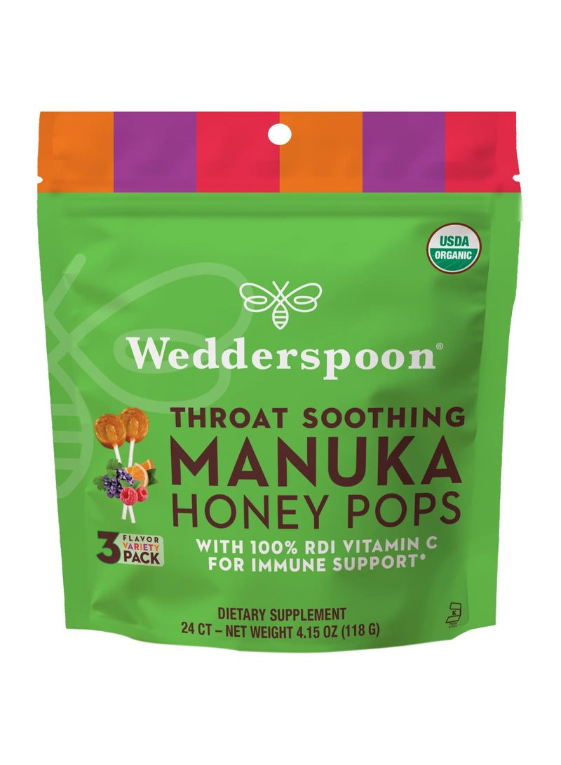 Wedderspoon Org Manuka Honey Pops Kids-Varietypak 24'S:02242, 4.15 Oz (118 G) - Image 1