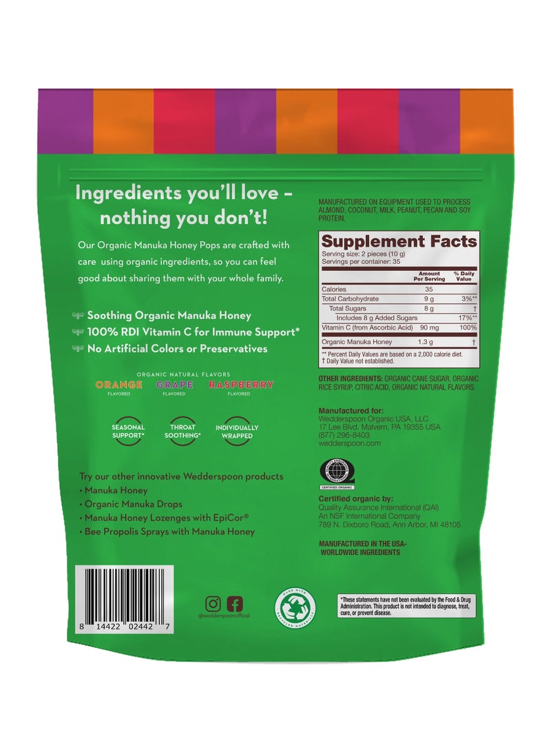 Wedderspoon Org Manuka Honey Pops Kids-Varietypak 24'S:02242, 4.15 Oz (118 G) - Image 3