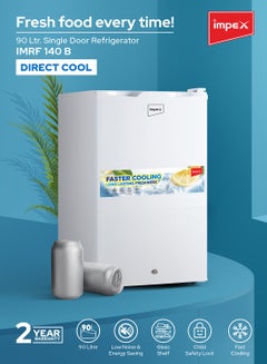 Impex 90 L Single Door Mini Refrigerator, (3 Cubic Feet) Freezer Fridge, Glass Shelves, Safety Lock And Key, Low Noise, Energy Saving, Fast Cooling IMRF 140 B White  - Image 2