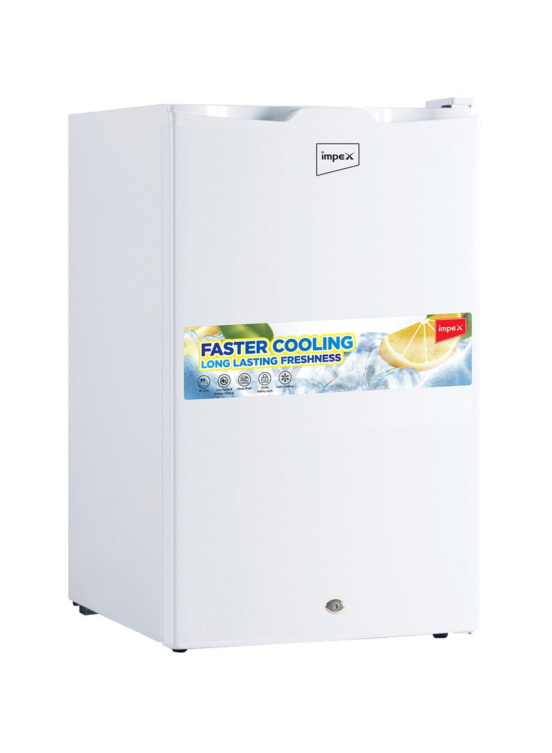 Impex 90 L Single Door Mini Refrigerator, (3 Cubic Feet) Freezer Fridge, Glass Shelves, Safety Lock And Key, Low Noise, Energy Saving, Fast Cooling IMRF 140 B White  - Image 1