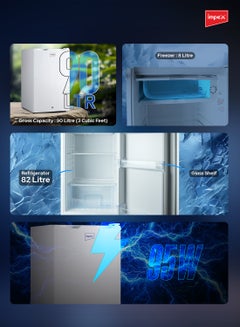 Impex 90 L Single Door Mini Refrigerator, (3 Cubic Feet) Freezer Fridge, Glass Shelves, Safety Lock And Key, Low Noise, Energy Saving, Fast Cooling IMRF 140 B White  - Image 3
