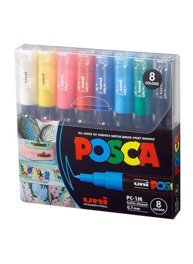 POSCA 8-Piece Bullet Shaped Paint Marker Set 0.7 mm Red/Blue/pink - Image 1