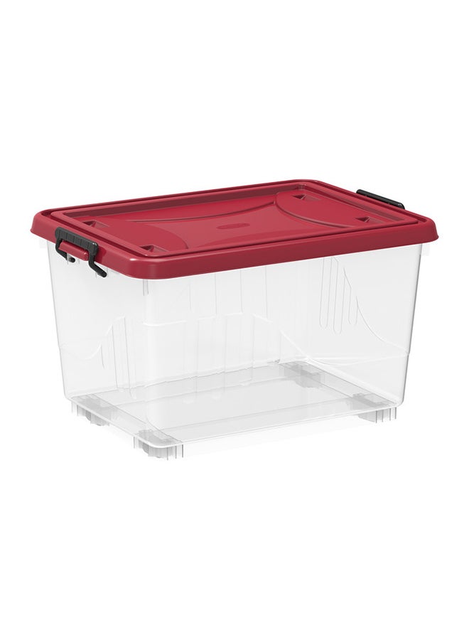 Cosmoplast Plastic Storage Box With Wheels And Lockable Lid / 33Liters Red 22.0Liters - Image 1
