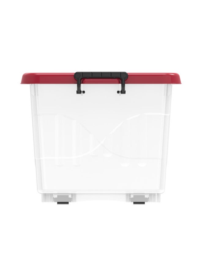 Cosmoplast Plastic Storage Box With Wheels And Lockable Lid / 33Liters Red 22.0Liters - Image 2