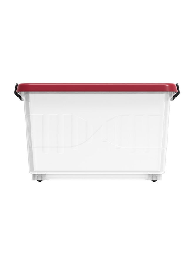 Plastic Storage Box With Wheels And Lockable Lid Red 55.0Liters