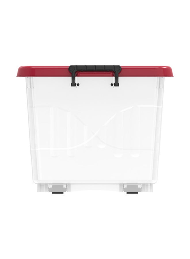Plastic Storage Box With Wheels And Lockable Lid Red 55.0Liters