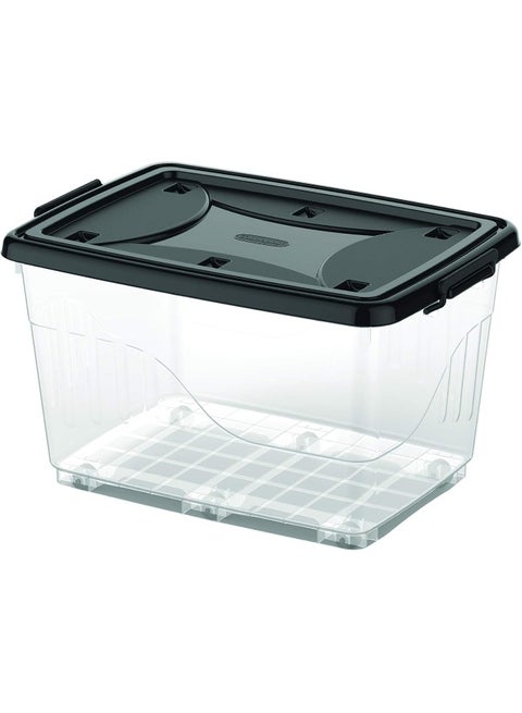 Plastic Storage Box With Wheels And Lockable Lid Red 82.0Liters