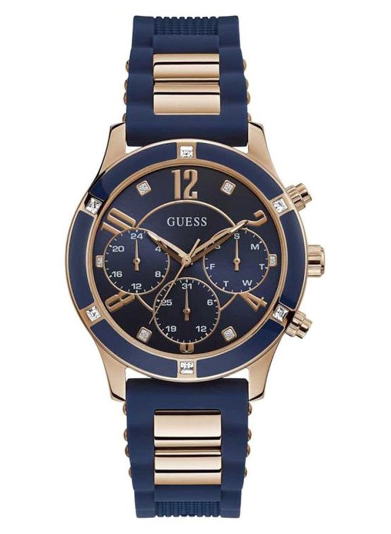 جس ساعة يد بعقارب مقاومة للماء طراز W1234L4 - قياس 42 مم - لون أزرق/ذهبي للنساء - Image 1