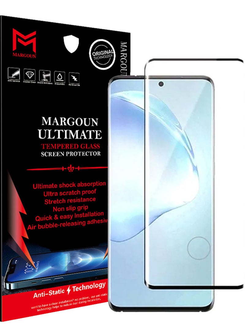 MARGOUN Tempered Glass Screen Protector For Samsung Galaxy S20 Plus Black/Clear - Image 1