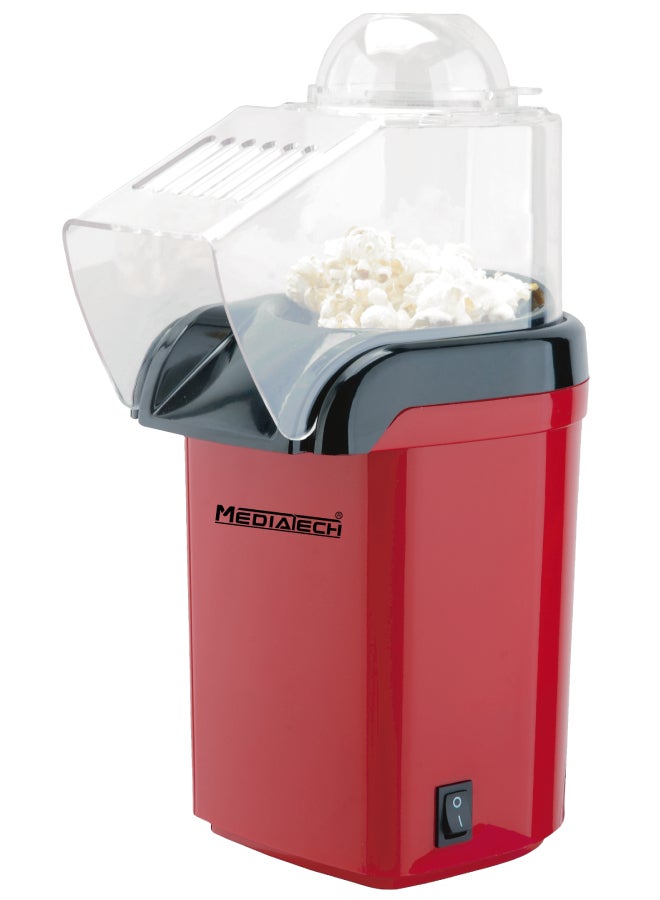 Media Tech Popcorn Maker, Prepared without Oil, Takes 2 Minutes to prepare, 0.06 kg 1200 W MTPC300 Red/Black/Clear - Image 1