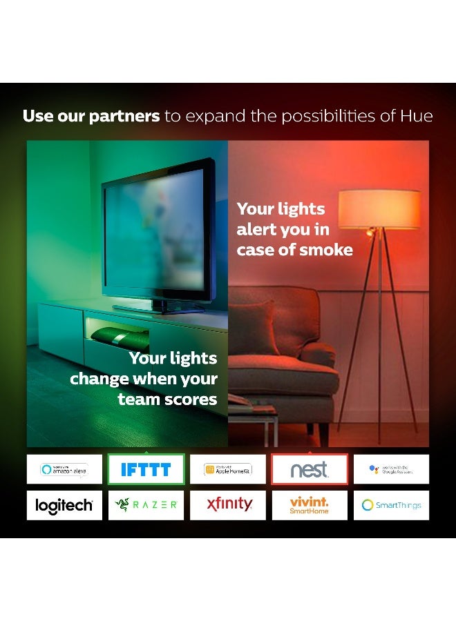 Philips - Hue Uae White And Colour Ambiance Led Smart Bulb - Starter Kit 3 Bulbs And Bridge Bluetooth And Zigbee Compatible Works With Apple Homekit Siri Alexa Google Assistant And Many More White & Colour Ambiance - Image 1