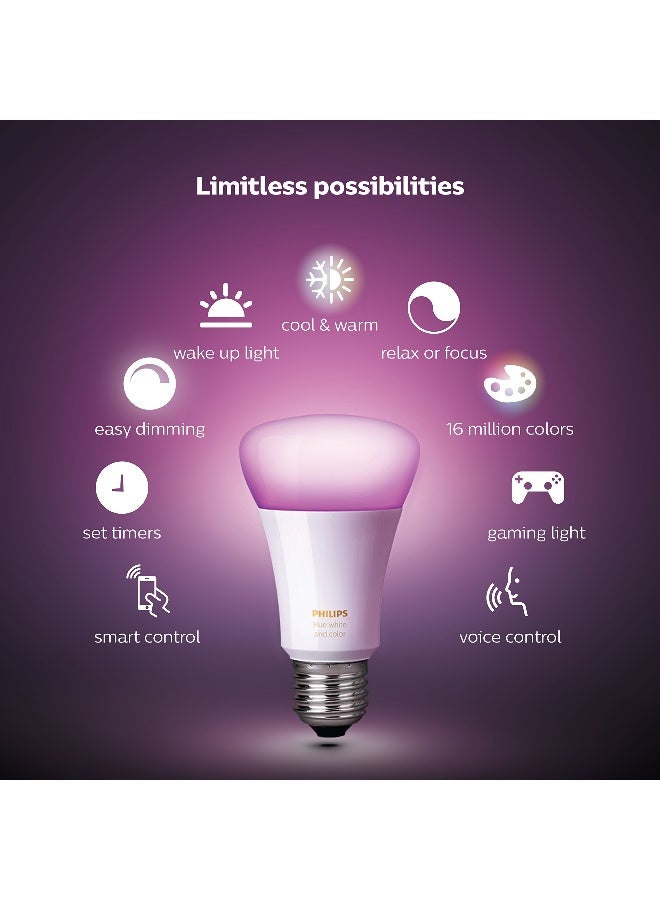 Philips - Hue Uae White And Colour Ambiance Led Smart Bulb - Starter Kit 3 Bulbs And Bridge Bluetooth And Zigbee Compatible Works With Apple Homekit Siri Alexa Google Assistant And Many More White & Colour Ambiance - Image 1