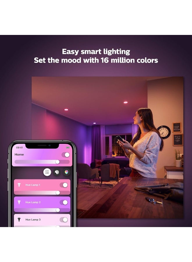 Philips - Hue Uae White And Colour Ambiance Led Smart Bulb - Starter Kit 3 Bulbs And Bridge Bluetooth And Zigbee Compatible Works With Apple Homekit Siri Alexa Google Assistant And Many More White & Colour Ambiance - Image 1