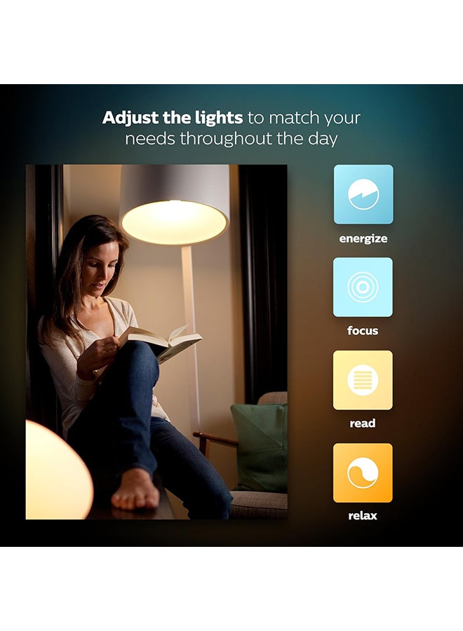 Hue Uae White And Colour Ambiance Led Smart Bulb - Starter Kit 3 Bulbs And Bridge Bluetooth And Zigbee Compatible Works With Apple Homekit Siri Alexa Google Assistant And Many More White & Colour Ambiance