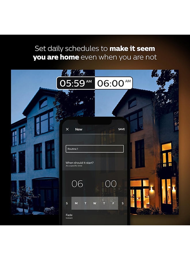 Hue Uae White And Colour Ambiance Led Smart Bulb - Starter Kit 3 Bulbs And Bridge Bluetooth And Zigbee Compatible Works With Apple Homekit Siri Alexa Google Assistant And Many More White & Colour Ambiance