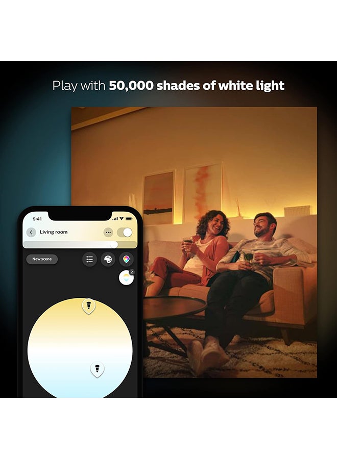 Hue Uae White And Colour Ambiance Led Smart Bulb - Starter Kit 3 Bulbs And Bridge Bluetooth And Zigbee Compatible Works With Apple Homekit Siri Alexa Google Assistant And Many More White & Colour Ambiance