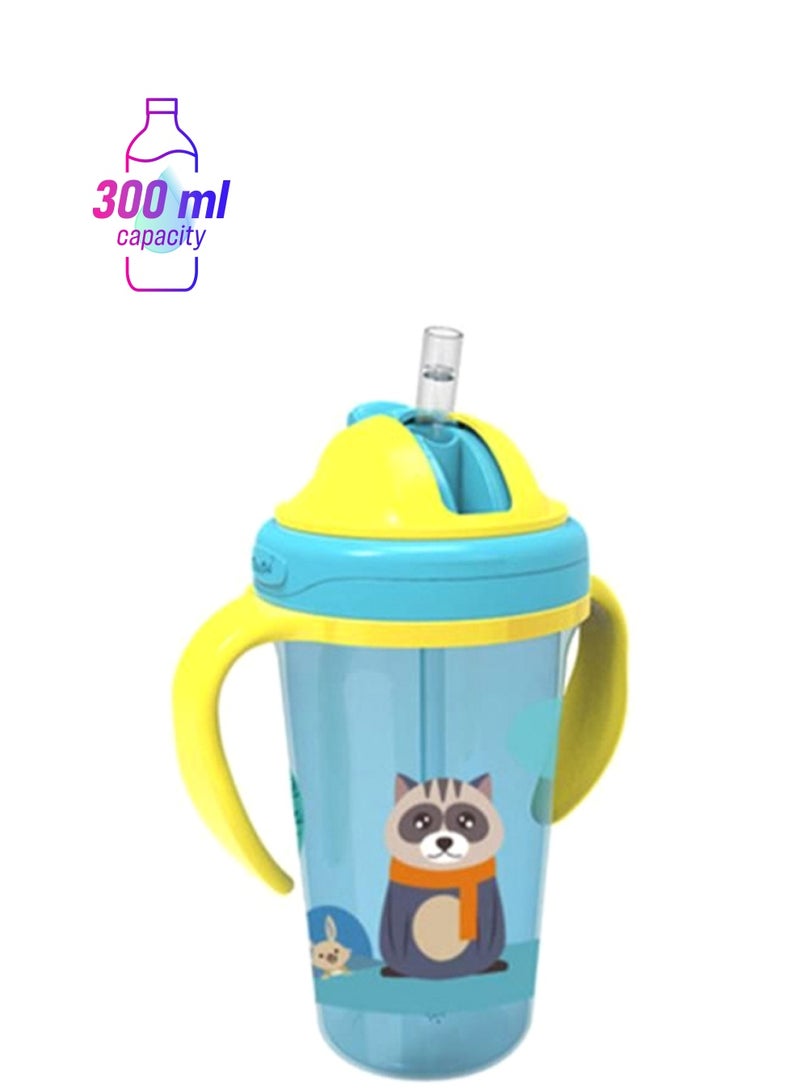 زجاجة مياه للشرب بطبعة جرو لطيف أزرق/أصفر