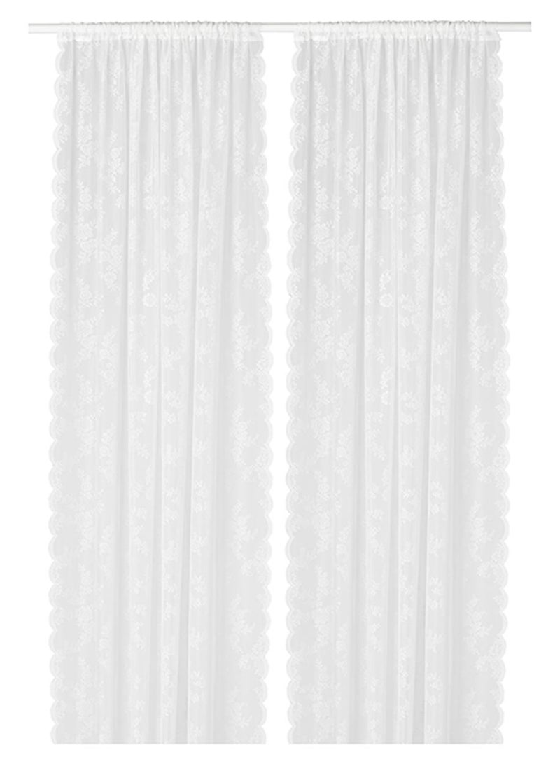 طقم ستائر للنوافذ من قطعتين أبيض 145x300سم - Image 1