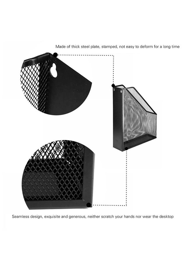 حامل شبكي من المعدن مناسب لحمل الملفات والمجلات أسود - Image 4