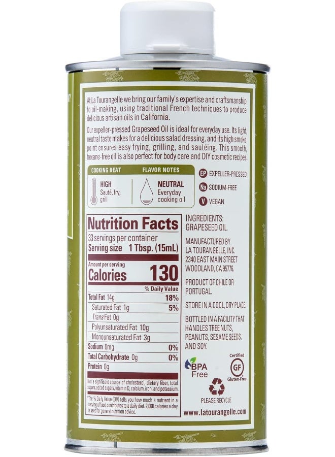 La Tourangelle - Expeller-Pressed Grapeseed Oil 500ml 500ml - Image 1