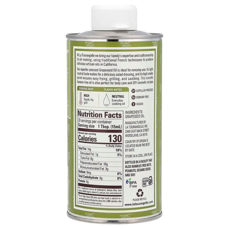 La Tourangelle Expeller-Pressed Grapeseed Oil 500ml 500ml 500ml - Image 2
