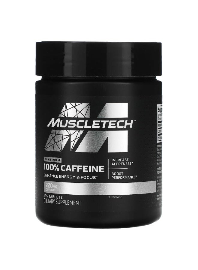 MuscleTech - Platinum 100% Caffeine, 220 mg, 125 Tablets - Image 1